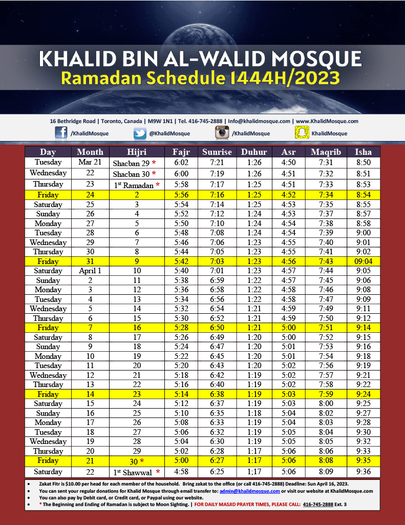 ramadan-schedule-2023-toronto-khalid-bin-al-walid-mosque-toronto-canada